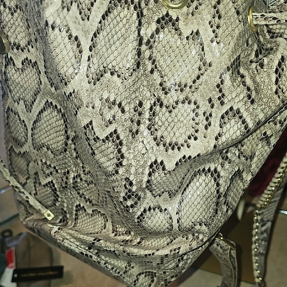 Steve Madden NWOT Snake Print Backpack Bag with Gold Accents NEW main image 8